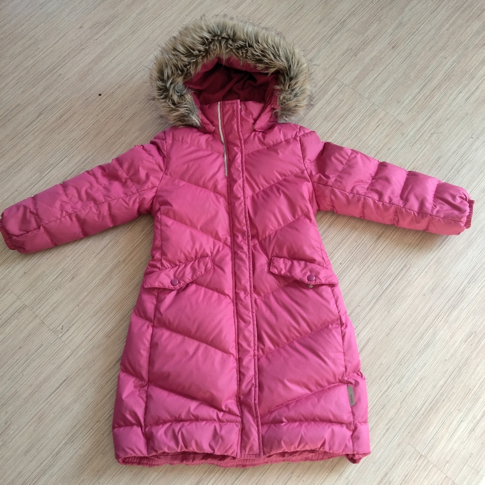 COPY - Reima Pink Girl's Down Coat with Adjustable Hood, US 8